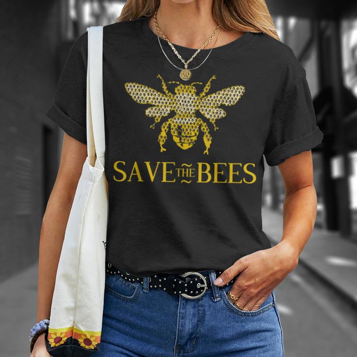 Save The Bees Honeycomb Distress T-Shirt Gifts for Her