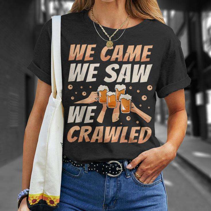 We Came We Saw We Crawled Bar Crawl Craft Beer Pub Hopping T-Shirt Gifts for Her
