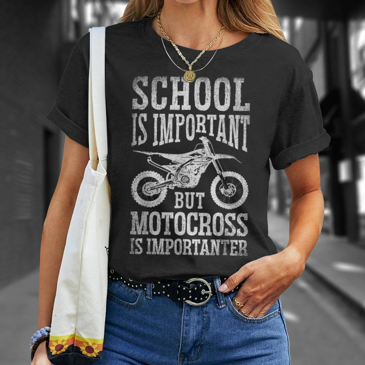 School Is Important But Motorcross Is Importanter Dirt Bike T-Shirt Gifts for Her