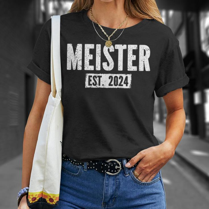 Schwarzes T-Shirt Meister EST. 2024, Vintage Schriftzug Design Geschenke für Sie