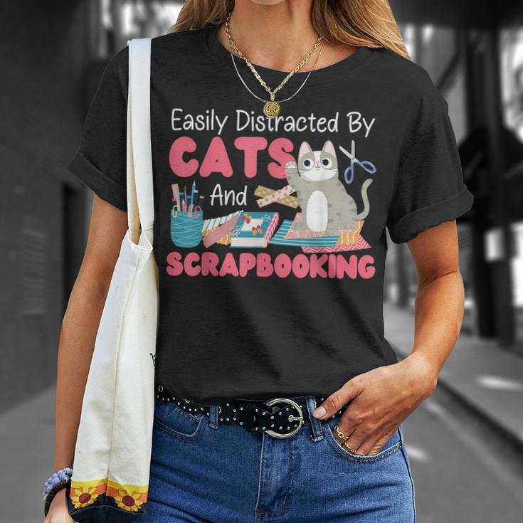 Scrapbooking Cat Easily Distracted By Cats And Scrapbooking T-Shirt Gifts for Her