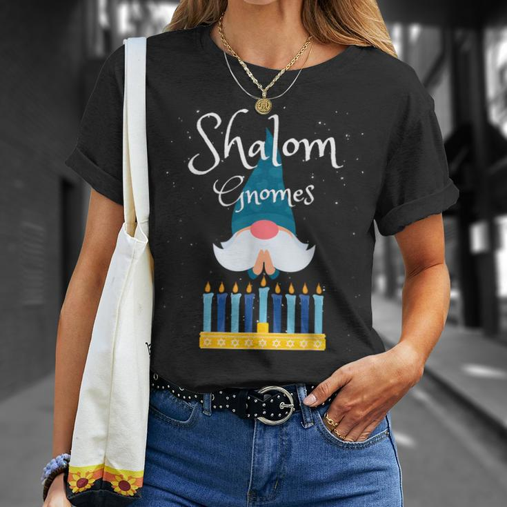 Shalom Gnomes Jewish Hanukkah Blessing Chanukah Lights T-Shirt Gifts for Her