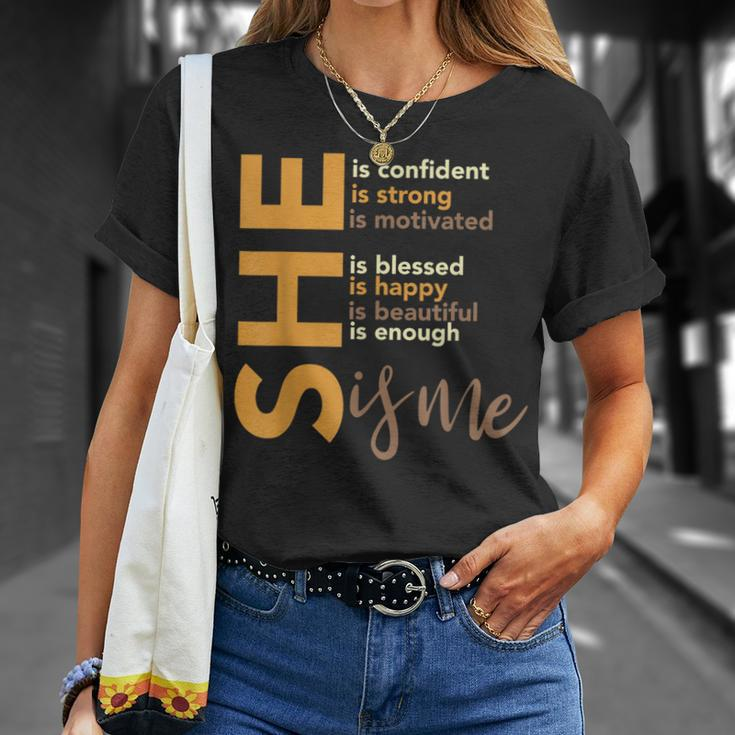 She Is Confident She Is Strong She Is Me Black History Month T-Shirt Gifts for Her