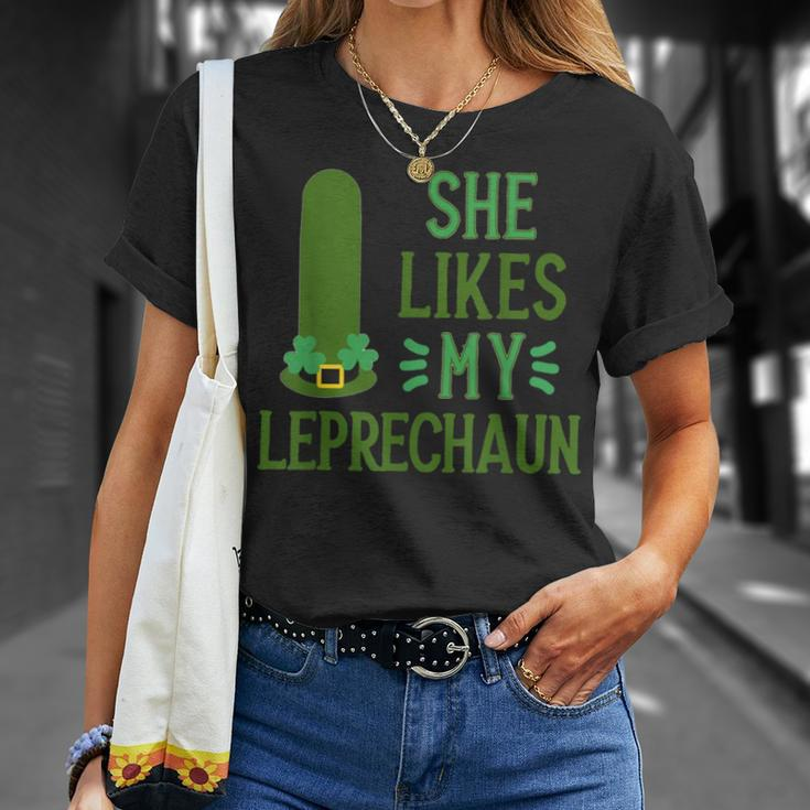 She Likes My Leprechaun St Patrick's Couple T-Shirt Gifts for Her