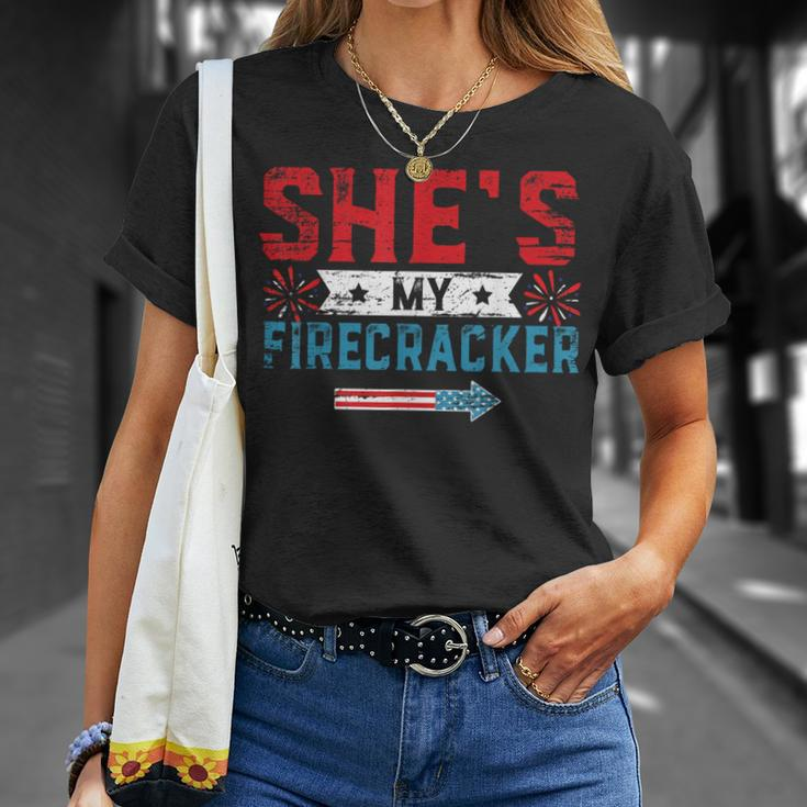 She's My Firecracker His And Hers 4Th July Matching Couples T-Shirt Gifts for Her