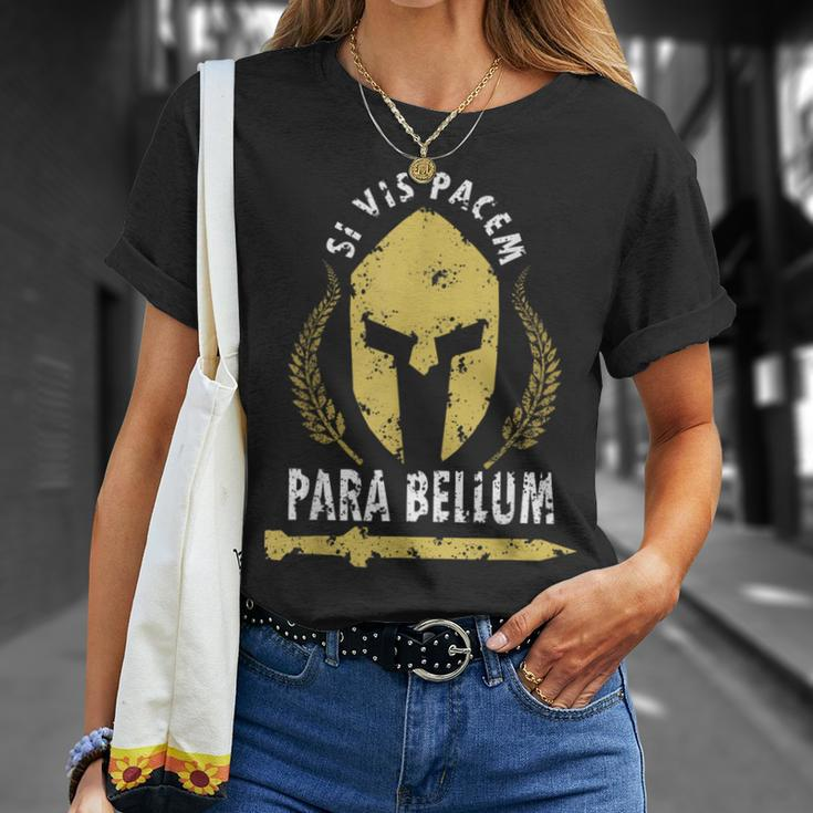 Si Vis Pacem Para Bellum Vintage Greece History Fighter Gym T-Shirt Gifts for Her