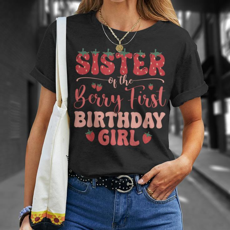 Sister Of The Berry First Birthday Girl Strawberry Family T-Shirt Gifts for Her