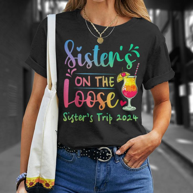 Sister's Trip 2024 Sisters' On The Loose Tie Dye T-Shirt Gifts for Her