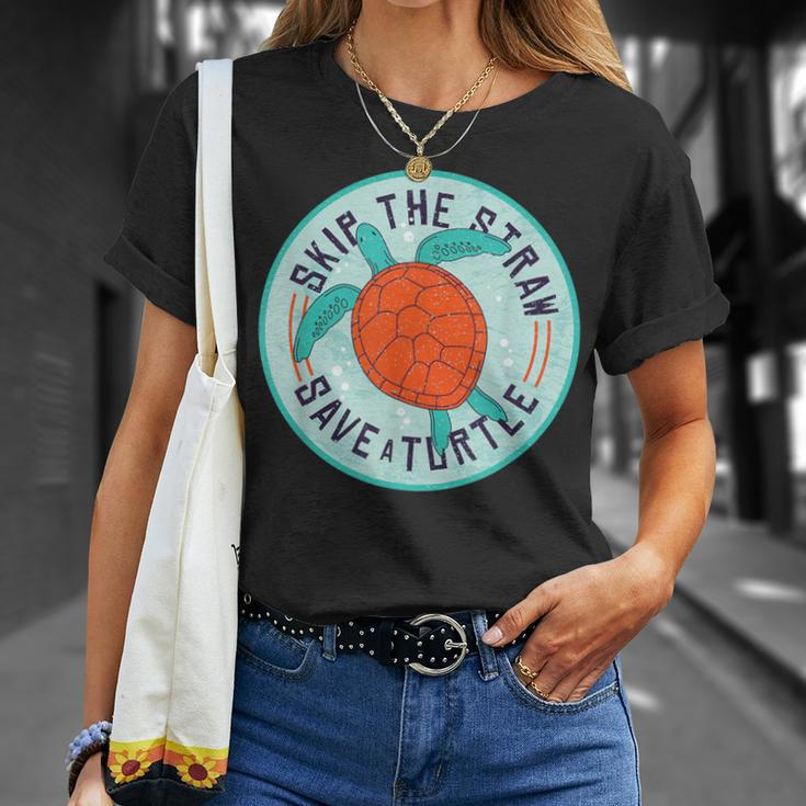 Skip The Straw Save A Turtle Protect The Oceans Meme T-Shirt Gifts for Her