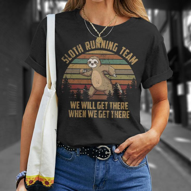 Sloth Running Team Vintage T-Shirt Gifts for Her