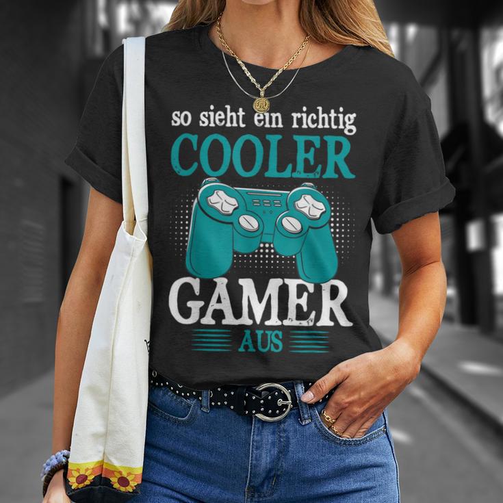 So Sieht Ein Richtig Cooler Gamer Aus Zocker Boys' T-Shirt Geschenke für Sie