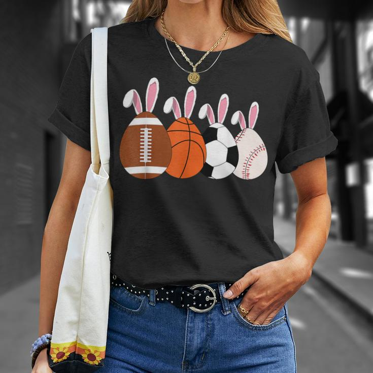 Soccer Basketball Baseball Football Sports Easter Rabbits T-Shirt Gifts for Her