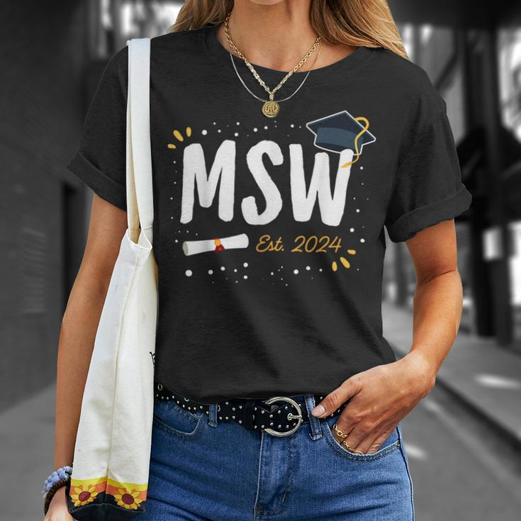 Social Worker Graduation Msw Grad Idea Est 2024 Women T-Shirt Gifts for Her