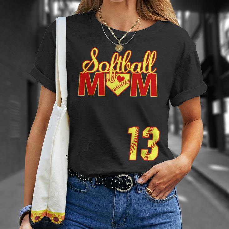 Softball Mom Mother's Day 13 Fastpitch Jersey Number 13 T-Shirt Gifts for Her