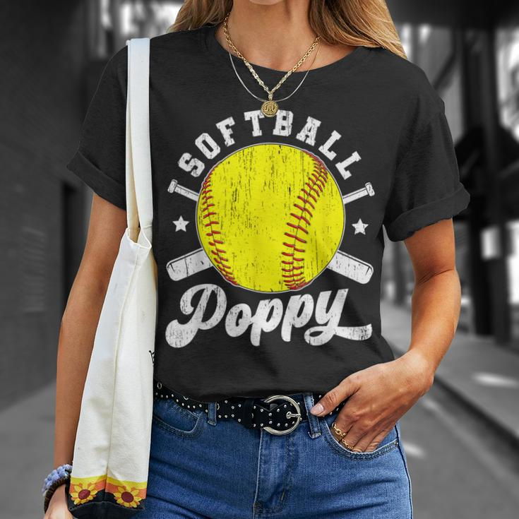 Softball Poppy Grandpa Softball Player Poppy T-Shirt Gifts for Her