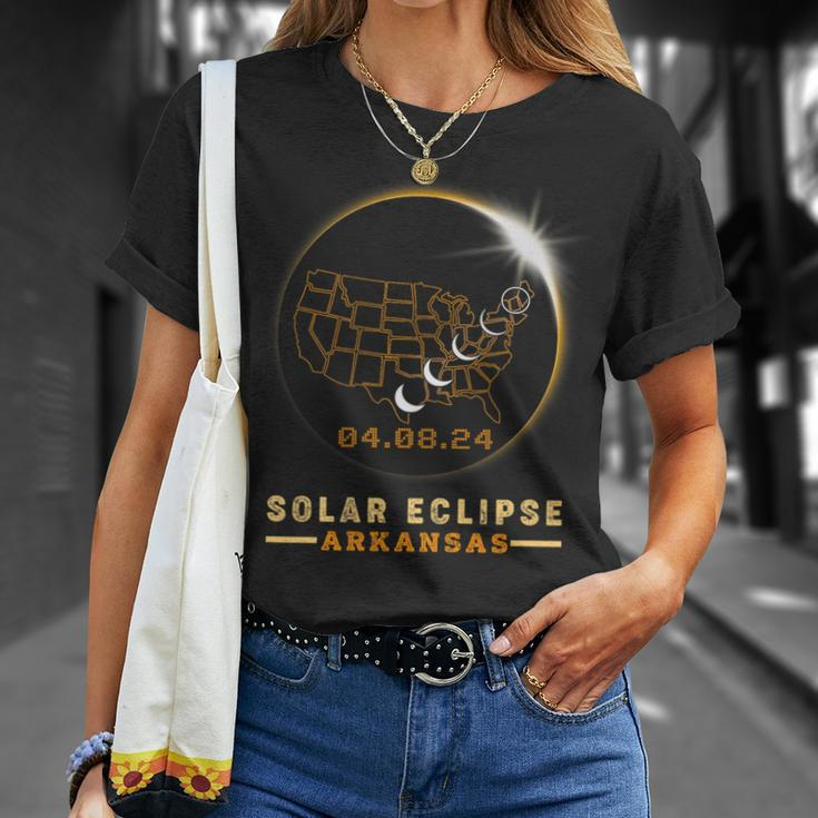 Solar Eclipse 2024 America Totality Total Arkansas Usa Map T-Shirt Gifts for Her