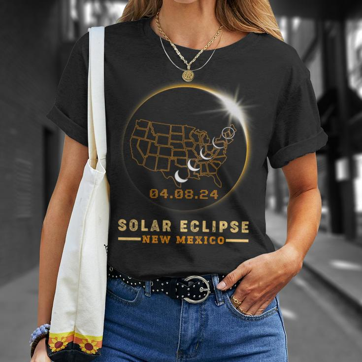 Solar Eclipse 2024 America Totality Total New Mexico Usa Map T-Shirt Gifts for Her