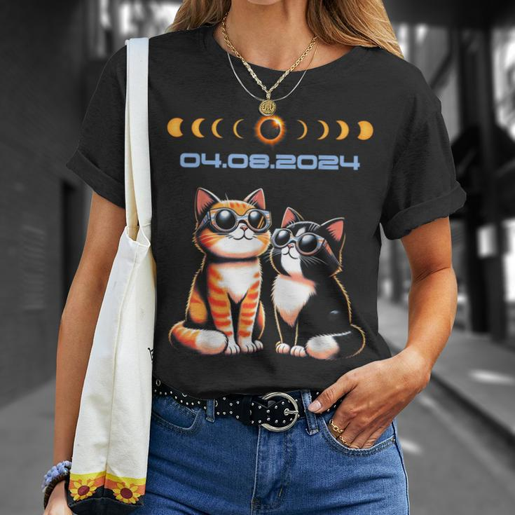 Solar Eclipse 2024 Cats Wearing Solar Eclipse Glasses T-Shirt Gifts for Her