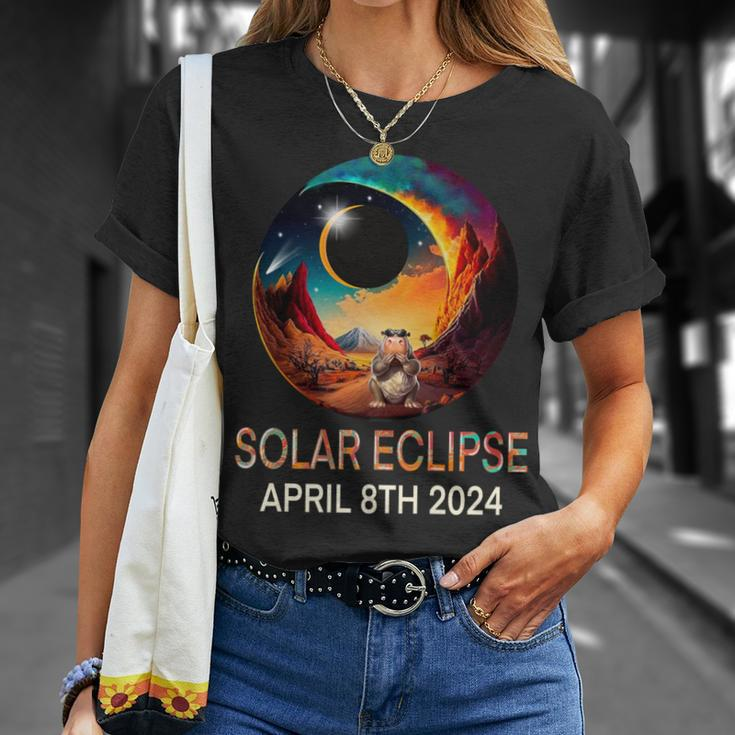 Solar Eclipse 2024 Hippo Wearing Solar Eclipse Glasses T-Shirt Gifts for Her