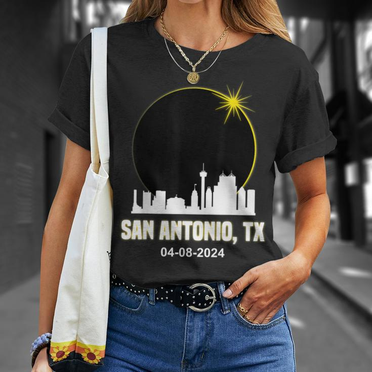 Solar Eclipse 2024 San Antonio Skyline Texas Solar Eclipse T-Shirt Gifts for Her