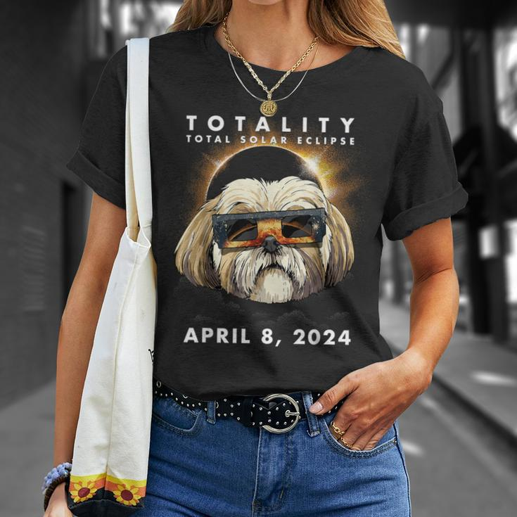 Solar Eclipse 2024 Shih Tzu Dog Wearing Glasses T-Shirt Gifts for Her