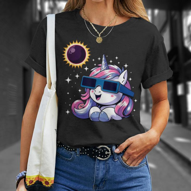Solar Eclipse 2024 Unicorn Wearing Eclipse Glasses T-Shirt Gifts for Her