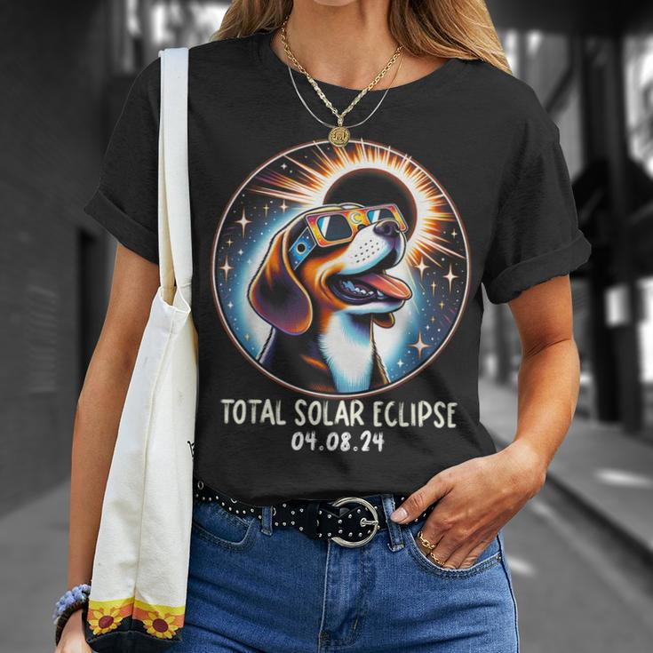 Solar Eclipse Beagle Wearing Glasses Pet April 8 2024 T-Shirt Gifts for Her