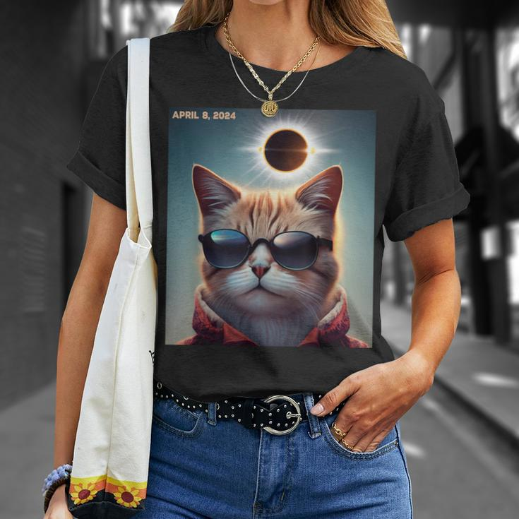 Solar Eclipse Cat 2024 April 8 Solar Eclipse Glasses T-Shirt Gifts for Her
