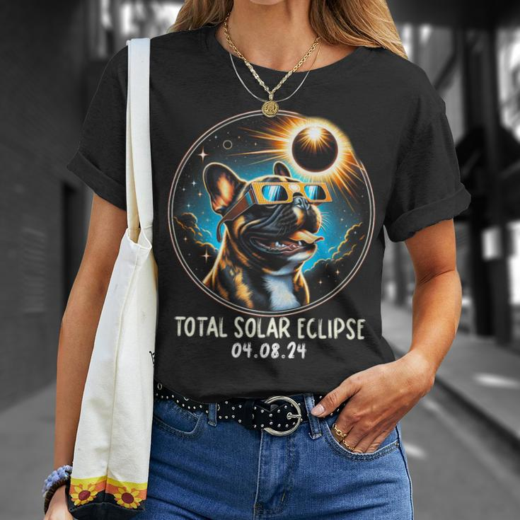 Solar Eclipse French Bulldog Wearing Glasses April 8 2024 T-Shirt Gifts for Her