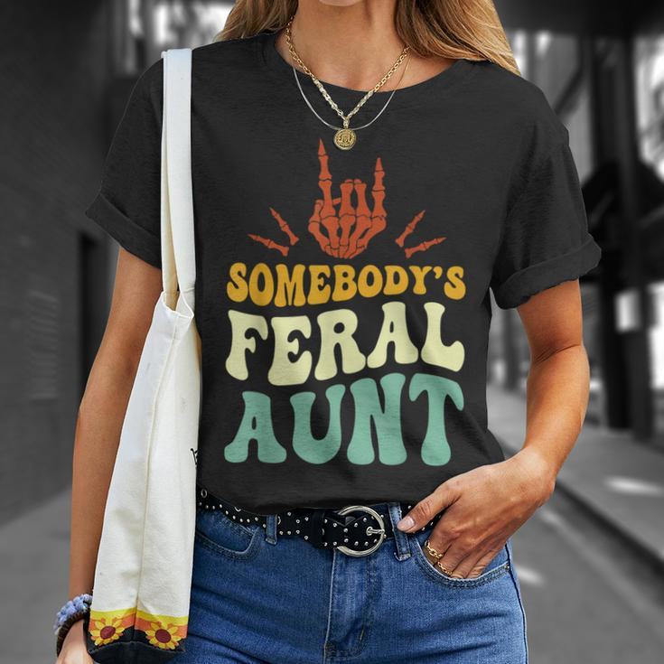 Somebody's Feral Aunt Skeleton Hand Mother's Day T-Shirt Gifts for Her