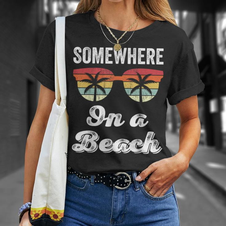 Somewhere On A Beach Tank Beach Vacation Summer T-Shirt Gifts for Her