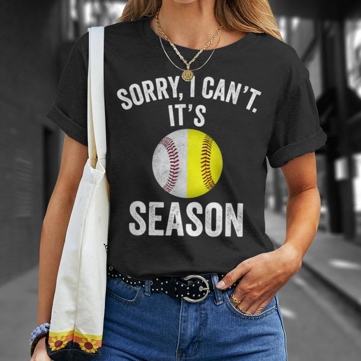 Sorry I Cant Its Season Baseball Life Softball Life Women T-Shirt Gifts for Her