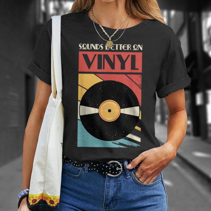 Sounds Better On Vinyl Vintage Vinyl Record Collector T-Shirt Gifts for Her