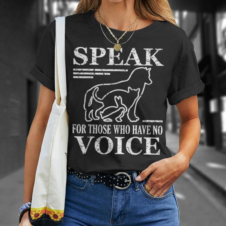 Speak For Those Who Have No Voice Animal Lover Saying Womens T-Shirt Gifts for Her