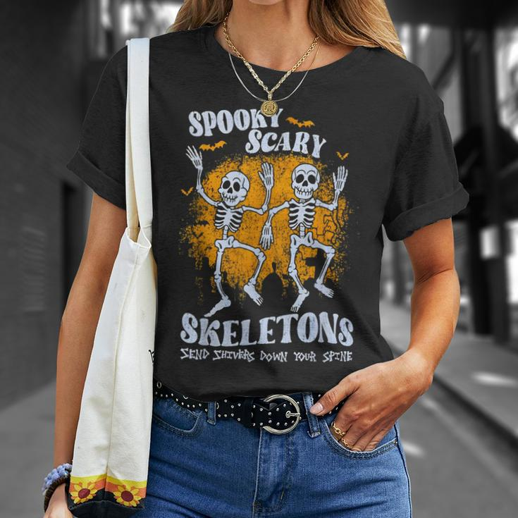 Spooky Scary Skeletons Send Shivers Down Your Spine T-Shirt Gifts for Her