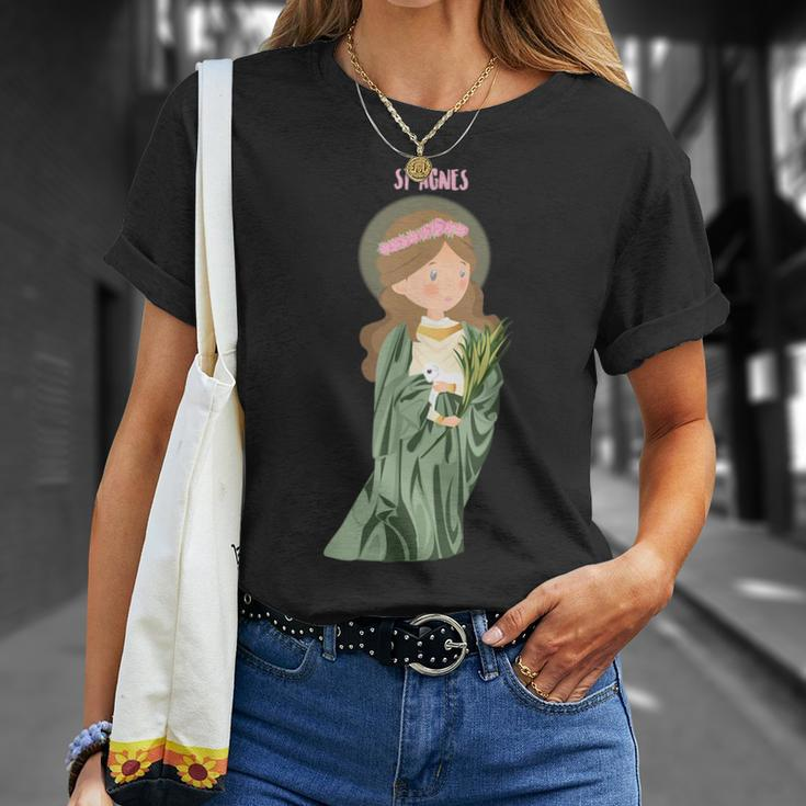 St Agnes Of Rome Pray For Us Catholic Saints Girls T-Shirt Gifts for Her