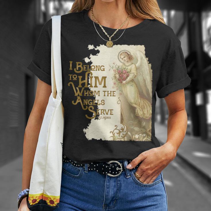 St Agnes Of Rome Whom The Angels Serve Vintage Catholic T-Shirt Gifts for Her