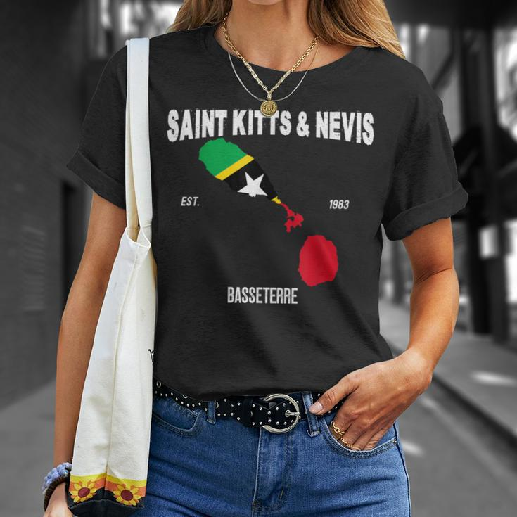 St Kitts & Nevis Flag Map Kittitian Nevisian National Day T-Shirt Gifts for Her