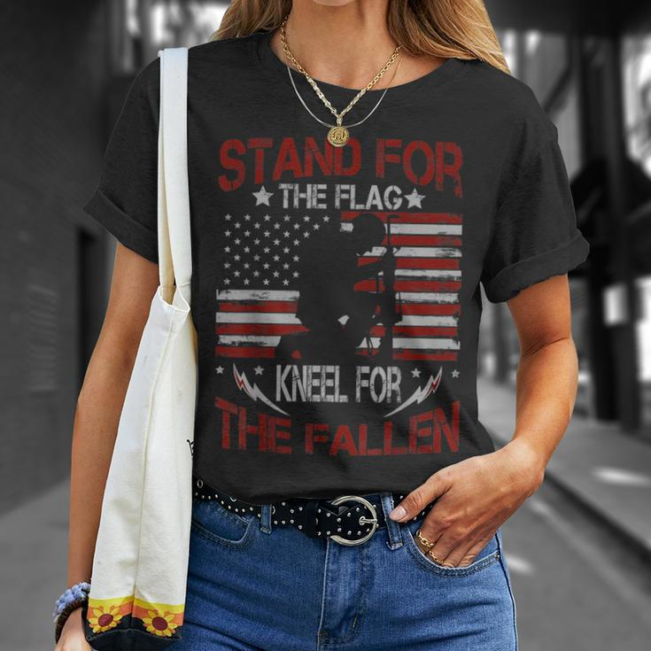 Stand For The Flag Kneel For The Fallen Veterans Day T-Shirt Gifts for Her