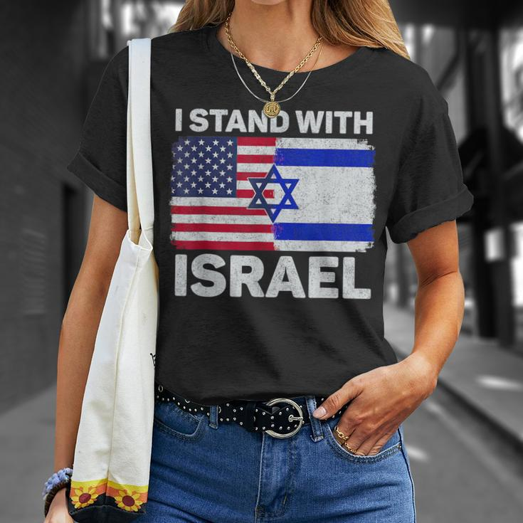 I Stand With Israel Usa American Flag With Israel Flag T-Shirt Gifts for Her