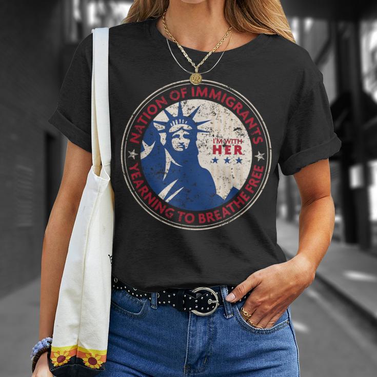 Statue Of Liberty Nation Of Immigrants Patriotic T-Shirt Gifts for Her