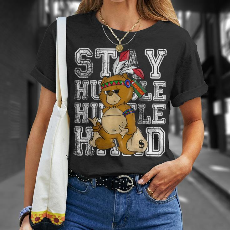 Stay Humble Hustle Hard Native American Bear T-Shirt Gifts for Her