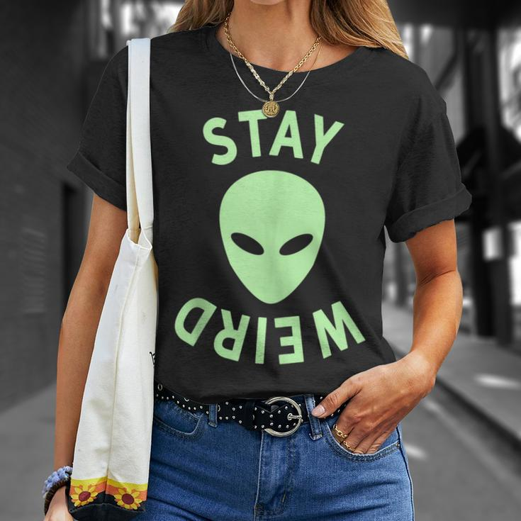 Stay Weird Stay Weird Alien Upside Down T-Shirt Gifts for Her