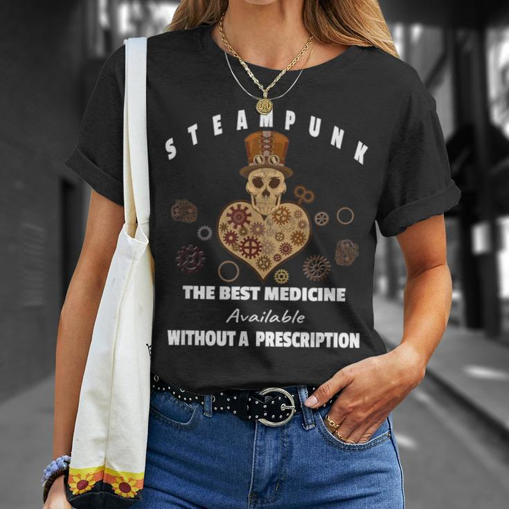 Steampunk Skull Heart Gears Distressed Science Retro T-Shirt Gifts for Her