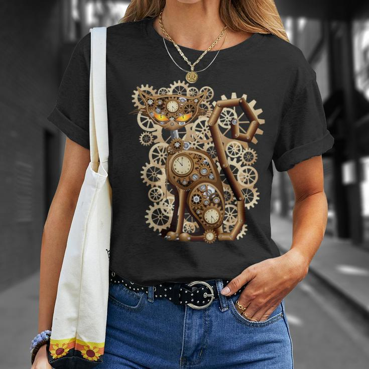 Steampunk Vintage Clockwork Cat T-Shirt Gifts for Her