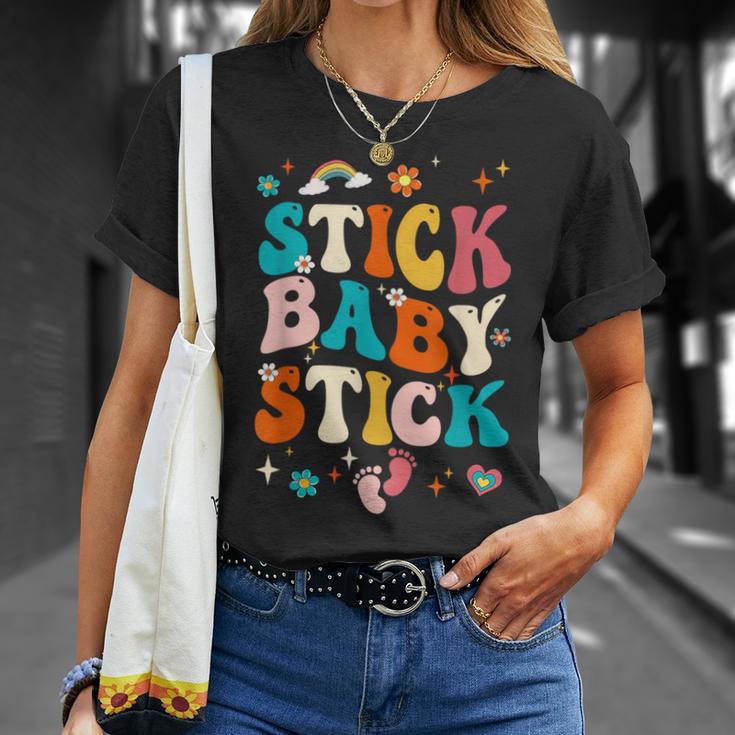 Stick Baby Stick Ivf Transfer Day Ivf Couple Groovy T-Shirt Gifts for Her