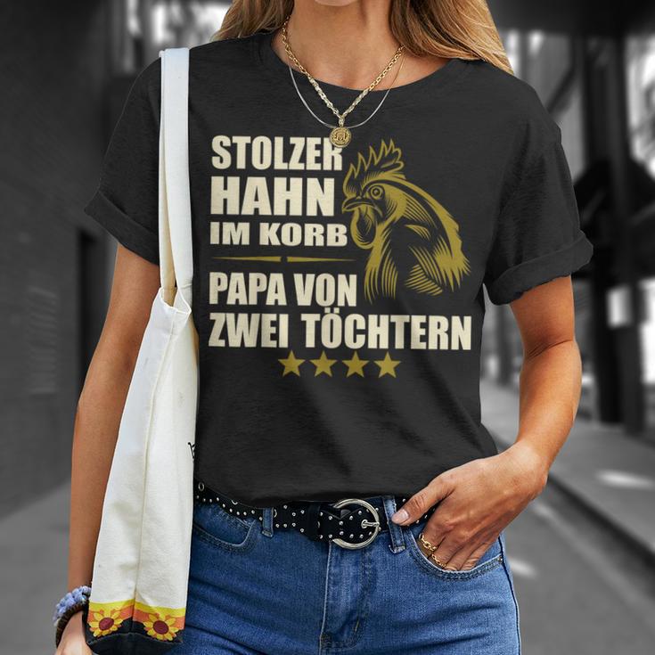 Stolzer Hahn Im Korb Papa Zwei Töchter Stolzer Hahn Im Basket T-Shirt Geschenke für Sie