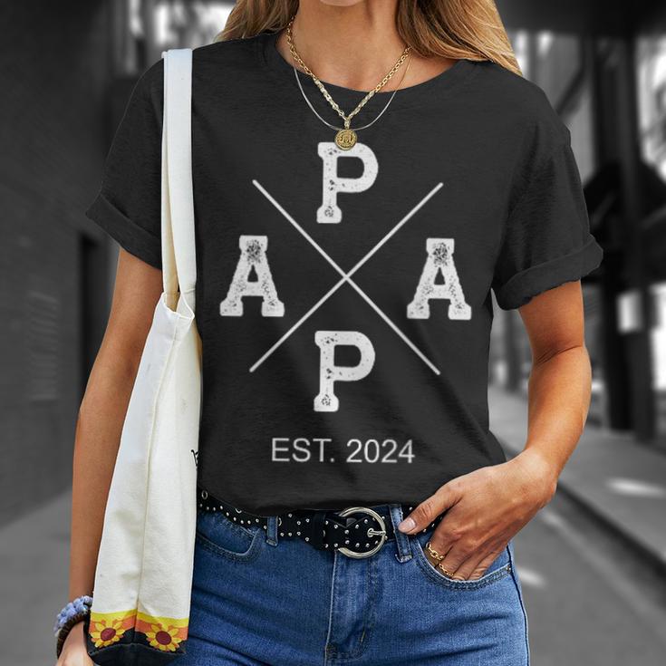 Stolzer Papa 2024 Papa Life Papa Est 2024 T-Shirt Geschenke für Sie