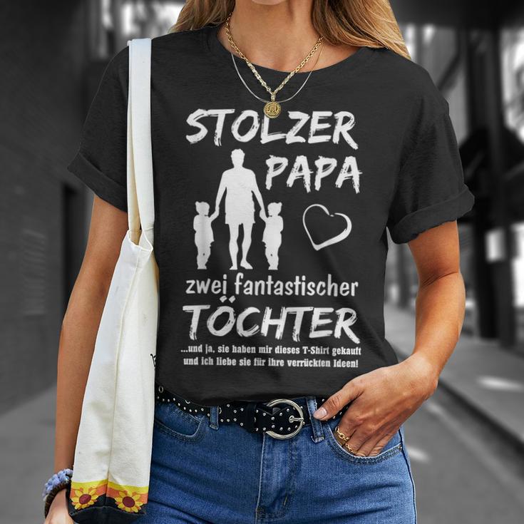 Stolzer Papa Zwei Töchter Idea T-Shirt Geschenke für Sie