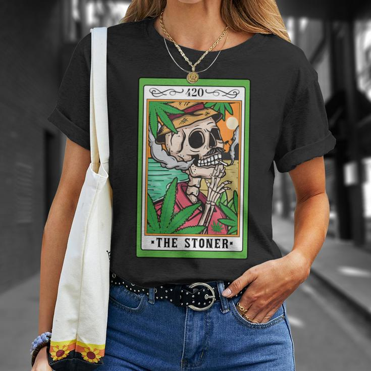 The Stoner Tarot Card Skeleton Cannabis Weed Lover Marijuana T-Shirt Gifts for Her
